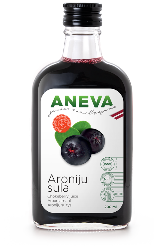 Aroniju sula dabīga, 200ml, ANEVA