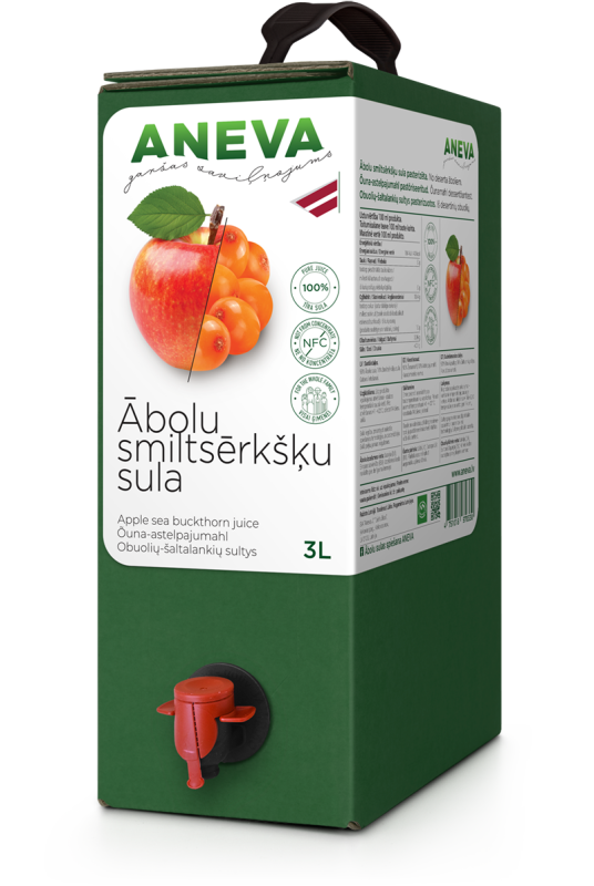 Ābolu smiltsērkšķu sula dabīga, 3L, ANEVA