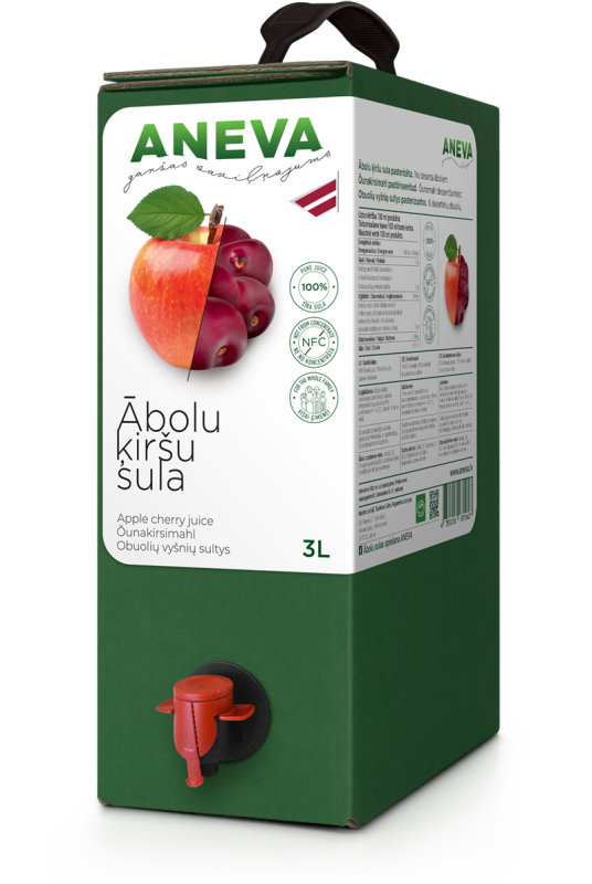 Ābolu ķiršu sula dabīga, 3L, ANEVA