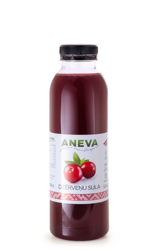 Dzērveņu sula dabīga, 500ml, ANEVA