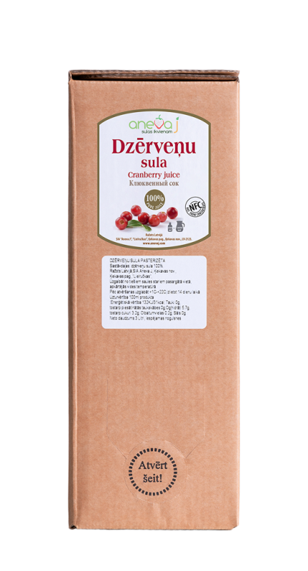 Dzērveņu sula dabīga, 3L, ANEVA